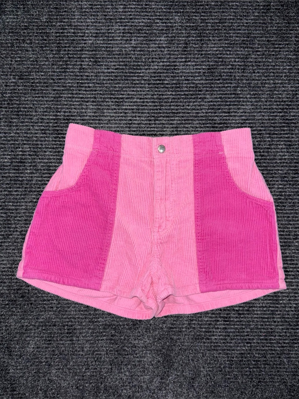 Women’s Two Tone Pink 70s Inspired High Waisted Retro Corduroy Shorts Sz 26